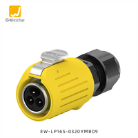 Connecteur industriel E-Weichta LP16 Jaune Femelle Montage sur panneau 10A Étanche IP68 Prise d'alimentation aviation 2/3/4/5/7/8/9 broches