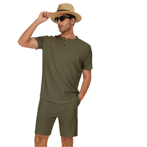 Liquidación al por Mayor: Conjunto de Verano de 2 Piezas para Hombre, Shorts de Playa Casuales de Secado Rápido y Traje Deportivo, Poliéster y Spandex - Product Image 1