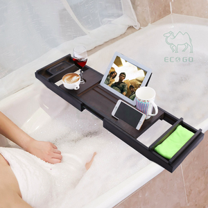 Baignoire en bambou Caddy Plateau de baignoire Oreiller de bain lavable et imperméable avec ventouse - Product Image 1