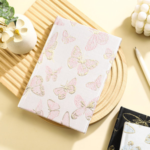 Cuaderno de Alta Gama A5 con Ranuras, Tapa Dura de Tela con Diseño de Mariposa, Simple, Fresco, Portátil, Regalo para Estudiantes, Diario, Libreta para Vacaciones - Product Image 3