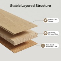 Planches de parquet acoustiques en chêne blanc industriel avec support en liège, garantie 5 ans, pour appartements, chambres, parcs et usage extérieur