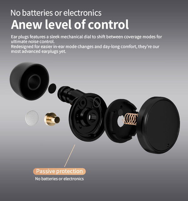 Hot Sale Adjustable Earplugs - 3 Noise Modes, Reusable Hearing Protection - for Concerts, Work, Travel - 4 Sizes (XS/S/M/L)