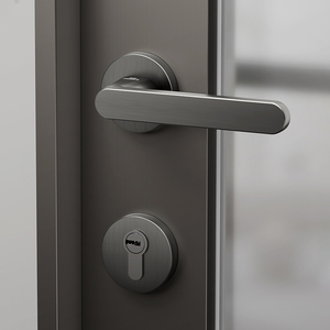 Manija de puerta de madera negra de lujo Hango Home con cerradura mecánica silenciosa de dos piezas para dormitorio y accesorios de ventana - Product Image 1