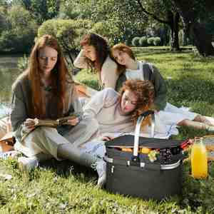 Large Insulated Picnic Basket Water Resistant Leakproof Portable Cooler Basket Set with Aluminium Handle Insulated Cooler Bag - Product Image 6