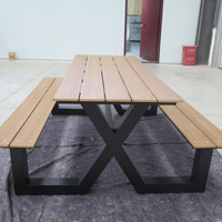 Vente d'usine Table de pique-nique extérieure en plastique, bois commercial Patio Table de jardin banc en acier table de pique-nique extérieure avec banc