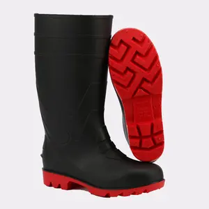 High Quality Assurance Check PVC Rain Boots Safety Shoes Black Red Green Unisex Boots Made In China Factory