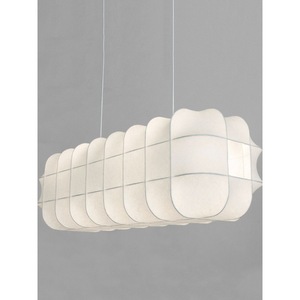 Lustre en soie de style japonais, long luminaire suspendu LED blanc pour salon, chambre à coucher, design minimaliste nordique - Product Image 1