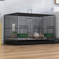 Cage à oiseaux pliable en fil métallique pour cailles, poussins, canetons, pigeons avec plateau, mangeoires et abreuvoirs – Fournitures d'alimentation pour animaux de compagnie