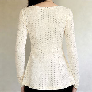 Women Polka Dot Lace <b>Patchwork</b> V Neck Long Sleeve T Shirt Tie Front A Line Knit <b>Top</b> Casual Fashion Tee - Product Image 6
