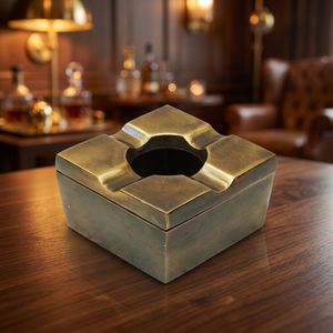 Square Brass Desktop <b>Ashtray</b> <b>Vintage</b> Style Home Decor - Product Image 4