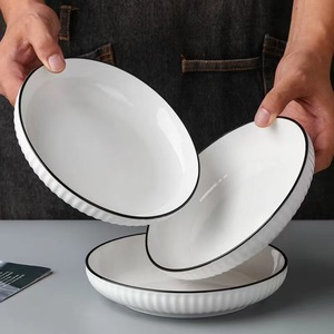 Vente en gros Assiettes à dîner en céramique simples Black Line série <span class=keywords><strong>Yamada</strong></span> 7 pouces <span class=keywords><strong>8</strong></span> pouces 9 pouces 10 pouces - Product Image 3