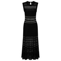 Nouvelle robe longue pour femme, col rond, tricot jacquard, crochet ajouré, haute qualité, mode, sans manches, élastique, coupe ajustée