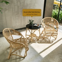 Chaises de loisirs nordiques en rotin et bambou naturel tressé, trois pièces, avec dossier, pour la maison et le balcon - Origine Chine, 1 place