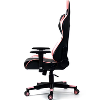 Fauteuil de bureau inclinable pivotant en similicuir PU noir et rose, style japonais, avec oreilles de lapin mignonnes, personnalisable, pour le gaming et le massage, en acier inoxydable