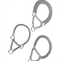 Laisse à chaîne pour petits chiens, collier à double rangée, collier à étranglement