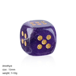 Dés en cristal naturel pour jeux de société transfrontaliers, en Agate et Jade sculptés, à coins arrondis, 15 mm, numérotés, en <span class=keywords><strong>pierre</strong></span> semi-précieuse dorée - Product Image 6