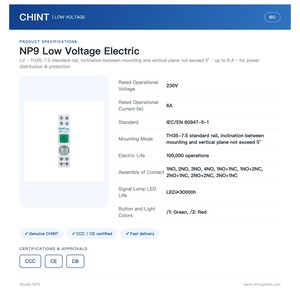 สวิตช์กดแบบโมดูลาร์ Chint <span class=keywords><strong>NP9</strong></span> <span class=keywords><strong>NP9</strong></span>-21D3 <span class=keywords><strong>NP9</strong></span>-30D3 สีแดง สีเขียว สำหรับติดตั้งบนราง Din ใช้กับแผงควบคุมอุตสาหกรรม 230V - Product Image 3