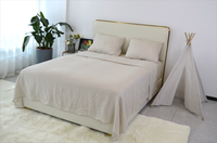 Ensemble de draps en lin couleur Pure Nature, 100% ensemble de literie en lin français 4 pièces de refroidissement respirant et durable pour les dormeurs chauds
