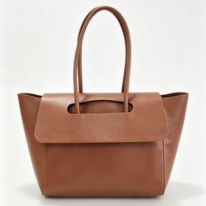 Sac fourre-tout en cuir PU marron grande capacité avec logo personnalisé, sac à bandoulière en cuir végétalien souple pour femme, idéal pour le quotidien, le travail et les voyages - Product Image 5