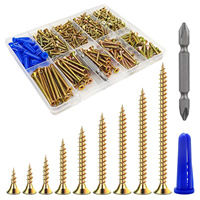 Kit d'Assortiment de Vis à Bois Revêtues d'Oxyde Noir Wensilon 385 Pièces |   Boîtes en plastique d'emballage de différentes tailles pour l'assemblage de meubles