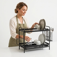 Étagère de rangement multifonctionnelle double couche en fer, rectangulaire, moderne, sur pied, non pliable, légère, facile à assembler, pour vaisselle de cuisine