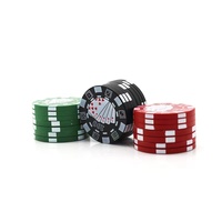 40cm 3 couches Poker Chip Style broyeur à tabac à herbes aimant Adsorption broyeur en plastique accessoires pour fumer couleur vert rouge noir