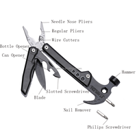 Marteau de survie de camping multi-outils Multitool pour les amateurs de plein air Tournevis industriel de haute qualité 13-en-1 en acier inoxydable