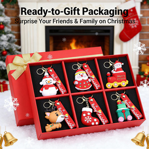Porte-clés Poupée de Noël en PVC Souple Moulé par Coulée, Breloque de Sac Style Européen et Américain, Motif Dessin Animé Durable, Cadeau Promotionnel, Livré en Miniature - Product Image 2
