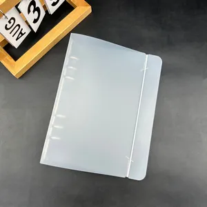 A6 penutup Binder PP hitam cangkang Notebook putih longgar daun casing Notebook dengan tali Loop A6 perlengkapan Binder