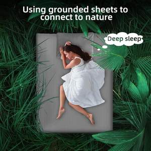 300TC 5% fibra de plata 95% algodón hojas de puesta a tierra ajustadas con cable conductor de todos los tamaños para un mejor sueño salud nativa - Product Image 2