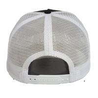 Casquette Trucker à 5 Panneaux Bicolore à Visière Plate en Maille, Casquette Snapback d'Extérieur avec Logo Personnalisé en Patch Tissé