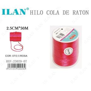 Cordoncino a coda di topo ILAN 2,5 cm x 50 m colore rosa per artigianato e cucito - Product Image 1
