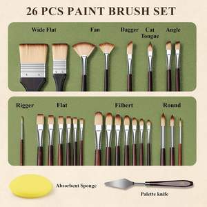 مجموعة فرش طلاء BOMEIJIA 26 قطعة مع لفة قماش وسكين لوح للألوان الزيتية - Product Image 2