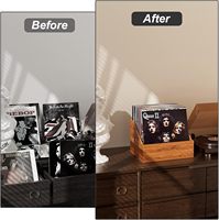 Boîte de rangement pour disques vinyles en bois, caisse et support pour vinyles rétro et durable, boîte de rangement pour albums, boîte pour plus de 60 disques