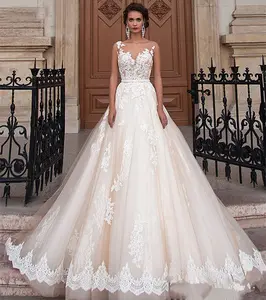土耳其婚纱新娘肩蕾丝刺绣舞会礼服漂亮贴花制造商婚纱