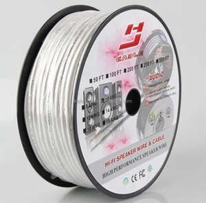 Cable de Altavoz para Instalación en Pared, Rojo y Negro, 16/2 AWG, 500 pies, Aluminio Revestido de Cobre (CCA), 2 Conductores, con Cubierta Blanca - Product Image 1