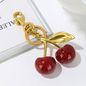 Luxury Red Cherry Keychain Bag Pendant Keychains for Women Couples Cute Metal Car <b>Key</b> <b>Chains</b> Jewelry Gift Decoration Accessories - Product Image 3