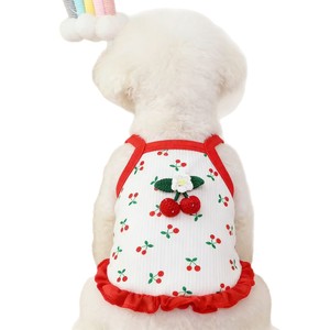 Cute Cherry Kitty Dog Dress Red Camisole <b>Princess</b> Style Spring Autumn Breathable Pet <b>Clothes</b> - Product Image 5