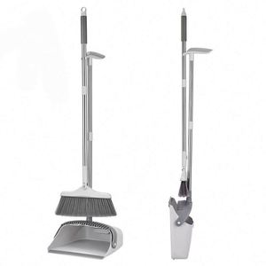 180 Degree Rotatable Scoop Wind-proof Broom Dustpan Long Handle Household Cleaning Soft Plastic Broom