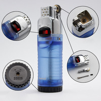 Briquet gonflable à feu fixe transparent allume-cigare rechargeable au gaz butane flamme nue