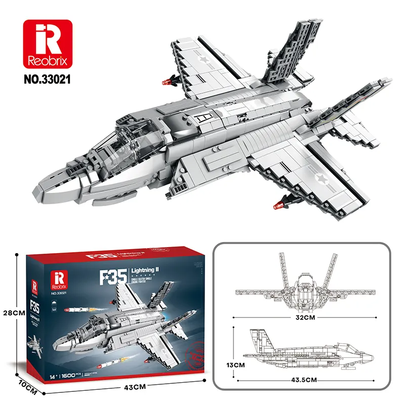 Reobrix 33022 F-18 Model pesawat terbang militer, kit blok bangunan untuk mainan rakitan anak laki-laki, Model pesawat bata hadiah