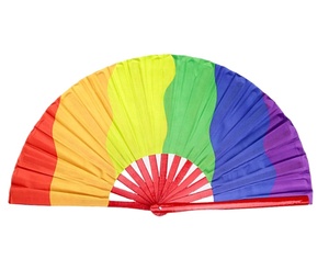 <b>Large</b> Colorful 33Cm Hand Fabric Bamboo <b>Fans</b> 24 Inch for Folding <b>Fan</b> Dance Gift Festival - Product Image 3