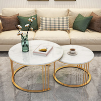 Vente chaude Design Unique 2pcs Table Basse En Marbre Brillant Table À Thé Blanc Moderne Tiroir De Rangement pour La Maison Salon