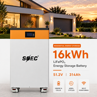 Système de stockage d'énergie hors réseau SOEC 16 kWh LiFePO4, batterie 51,2 V 314 Ah, haute capacité, alimentation de secours domestique au lithium-ion