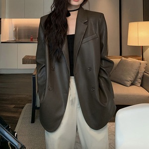 Giacca <span class=keywords><strong>in</strong></span> <span class=keywords><strong>Pelle</strong></span> PU da <span class=keywords><strong>Donna</strong></span> di Design, Monopetto, Stile Streetwear di Alta Gamma, Casual Elegante, <span class=keywords><strong>Nera</strong></span>, Moda - Product Image 1