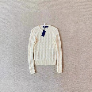 Suéter de Punto Trenzado de Alta Calidad con Cuello Redondo, Forro de Lana de Mohair, Manga Larga con Encaje, Bordado con el Logotipo de <span class=keywords><strong>RL</strong></span> para Caballos Pequeños, para Mujer, Otoño - Product Image 2