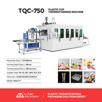 Machine à fabriquer des gobelets en plastique PP/PS/PET/PVC à usage unique automatique à grande vitesse avec écran tactile intelligent, moteur à haute productivité