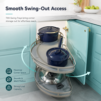 Plateau pivotant TKK pour coin de cuisine, panier coulissant multifonctionnel en forme de soucoupe volante pour rangement d'armoires de cuisine