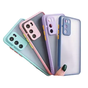 Antiurto Colorato Pulsante Matte PC TPU Cassa Del Telefono di Protezione Della Macchina Fotografica Per HUAWEI P30 Lite P40 Pro honor 8X Compagno di 30 40 Pro Nova 9A