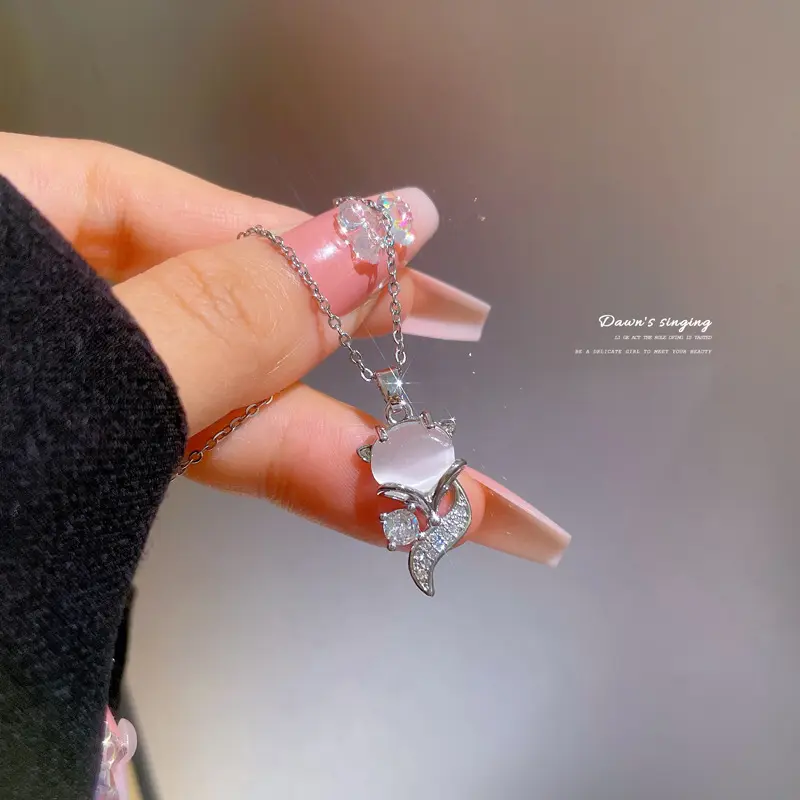 DAIHE модные ювелирные изделия 18k позолоченный лиса опал ожерелье из нержавеющей стали микро инкрустированные цирконами ожерелье для женщин